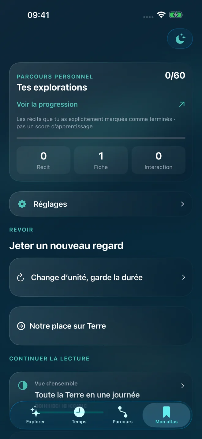 Atlas de la Terre — aperçu 3 de l’application en français