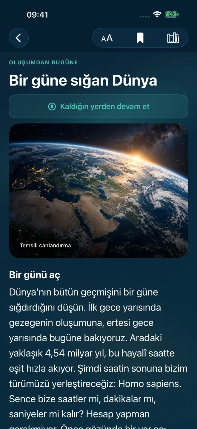 Dünya Atlası: Bir güne sığan Dünya — Türkçe uygulama ekranı