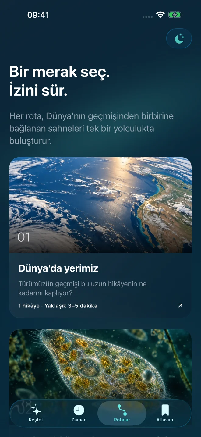 Dünya Atlası: Bir merak seç. İzini sür. — Türkçe uygulama ekranı