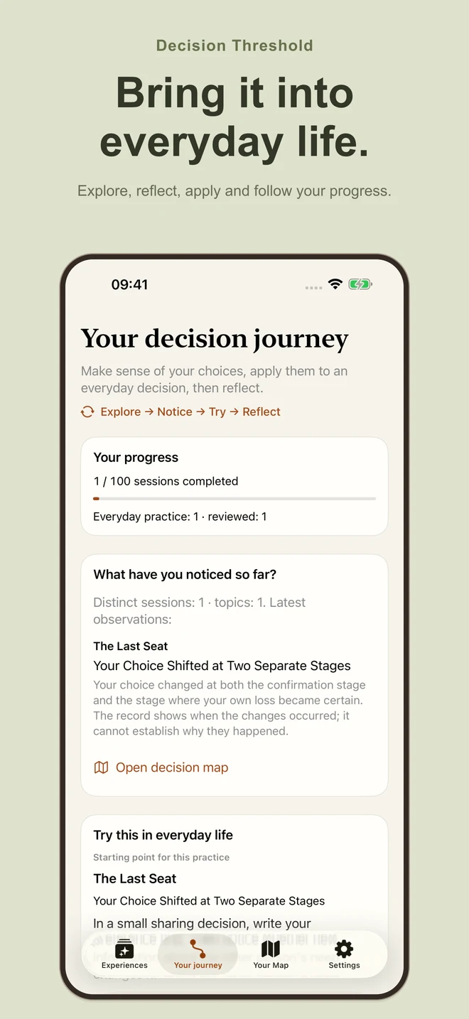 Decision Threshold: Bring it into everyday life. Explore, reflect, apply and follow your progress.