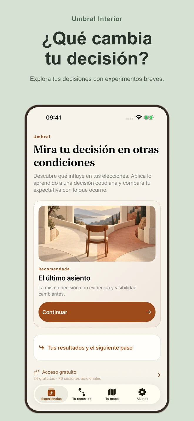 Umbral Interior: ¿Qué cambia tu decisión? Explora tus decisiones con experimentos breves.
