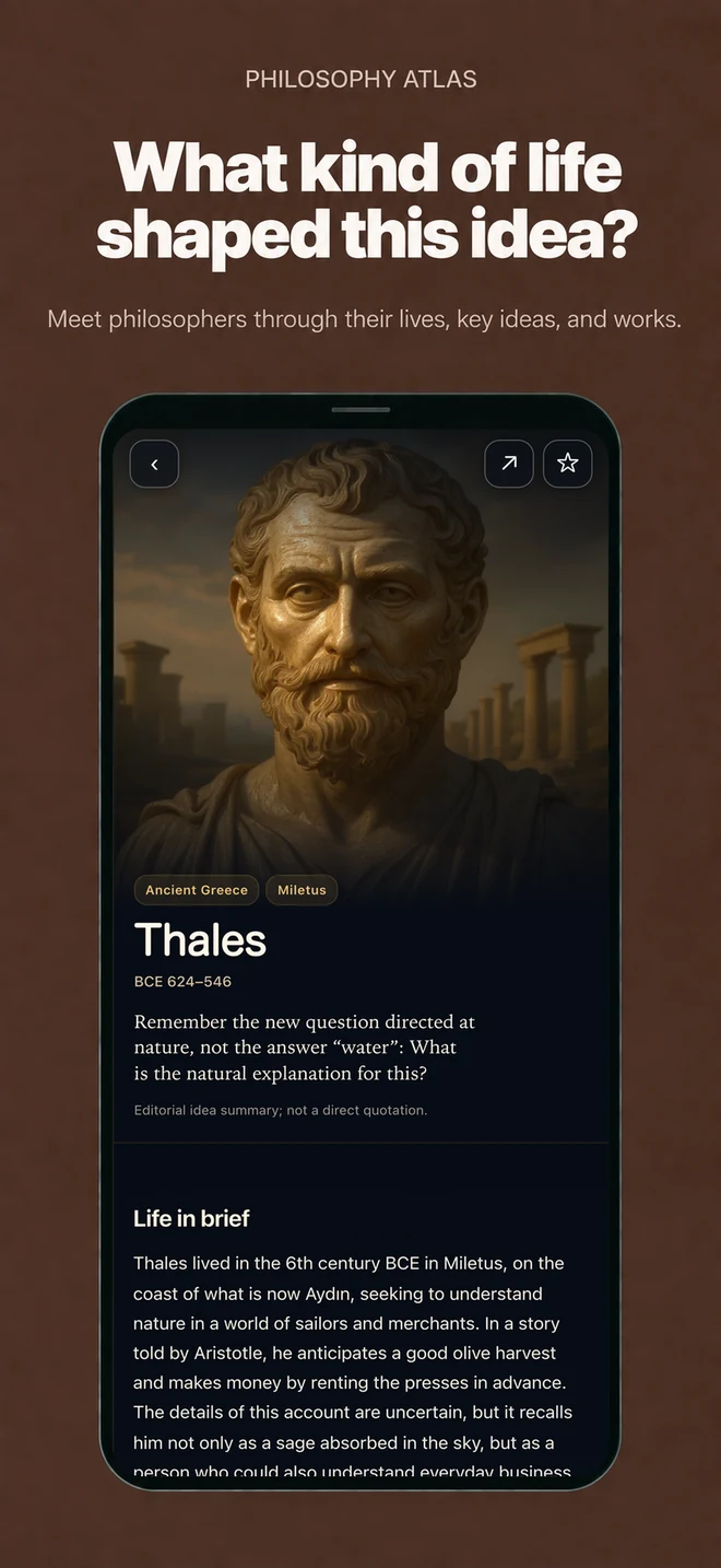 Philosophy Atlas: What kind of life shaped this idea?: Meet philosophers through their lives, key ideas, and works.