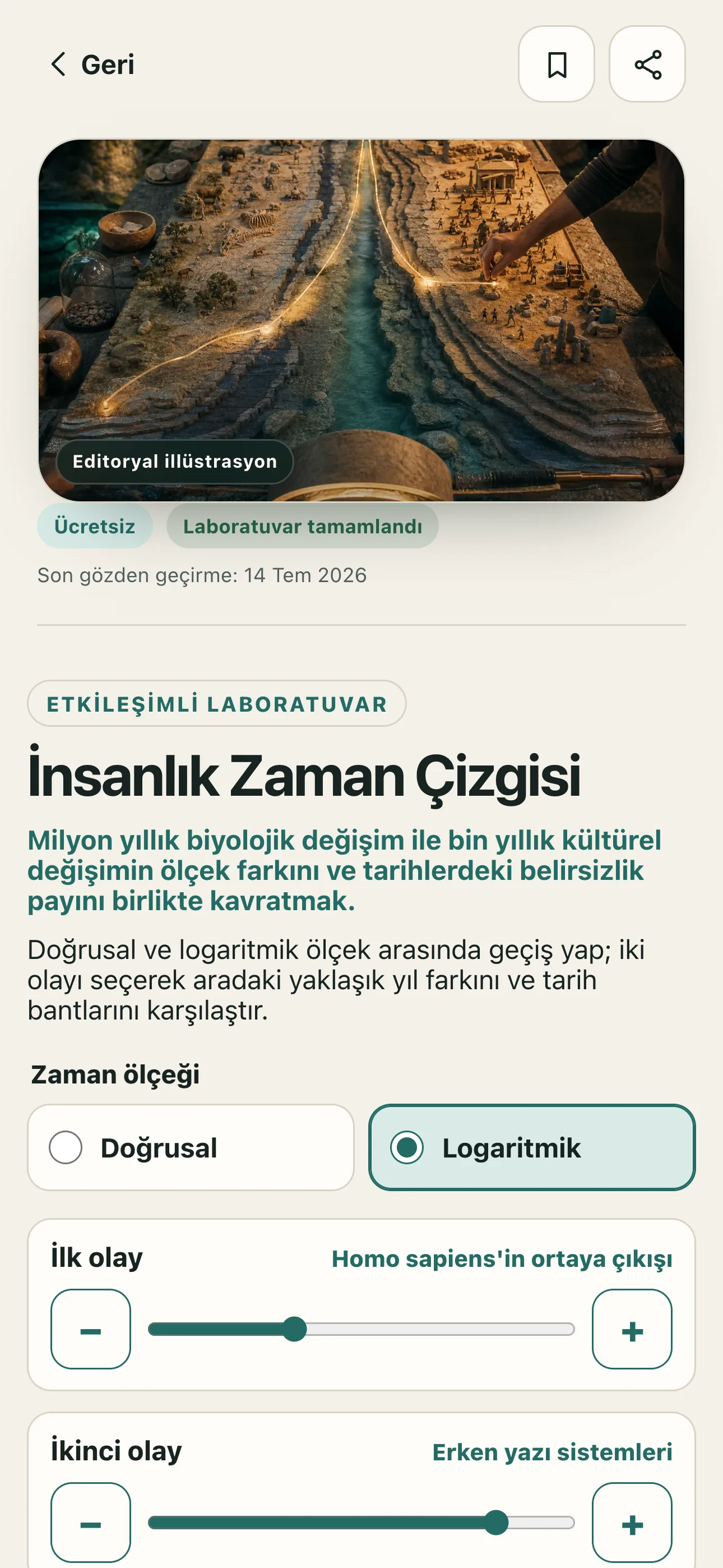 İnsanlık Atlası laboratuvar ekranında etkileşimli tarih çalışmaları