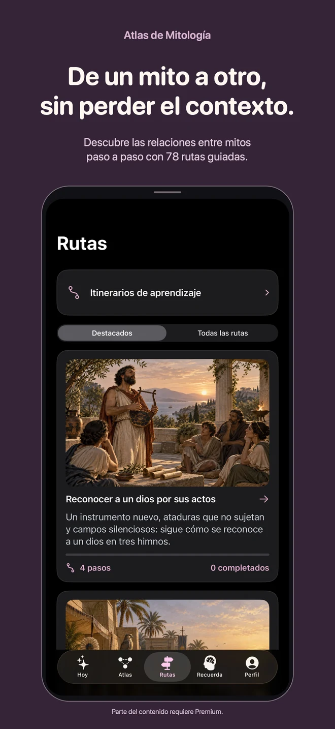 Atlas de Mitología: De un mito a otro, sin perder el contexto. Descubre las relaciones entre mitos paso a paso con 78 rutas guiadas.