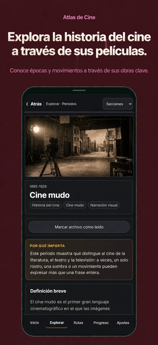 Atlas de Cine: Explora la historia del cine a través de sus películas. Conoce épocas y movimientos mediante sus obras clave.