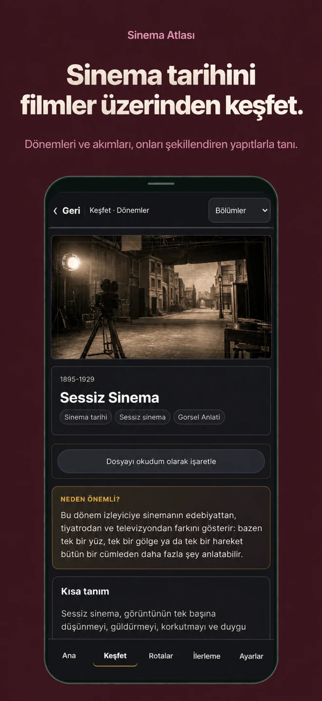 Sinema Atlası: Sinema tarihini filmler üzerinden keşfet. Dönemleri ve akımları, onları şekillendiren yapıtlarla tanı.