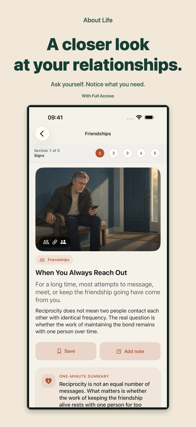 About Life: A friendship guide about always being the one to reach out. With Full Access.