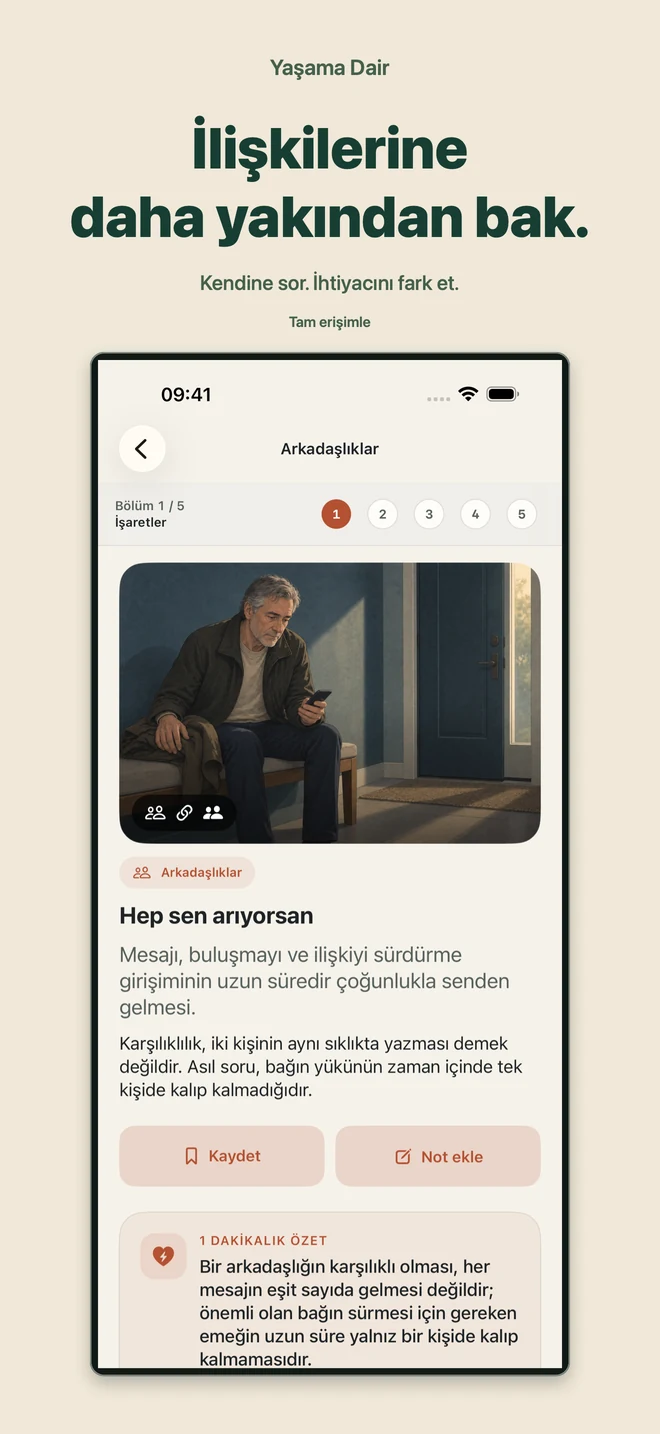 Yaşama Dair: Hep sen arıyorsan rehberinde arkadaşlıkta karşılıklılık. Tam erişimle.